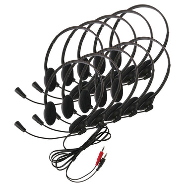 Lightweight Personal Multimedia Stereo Headset - 10 Pack - without Case - Learning Headphones